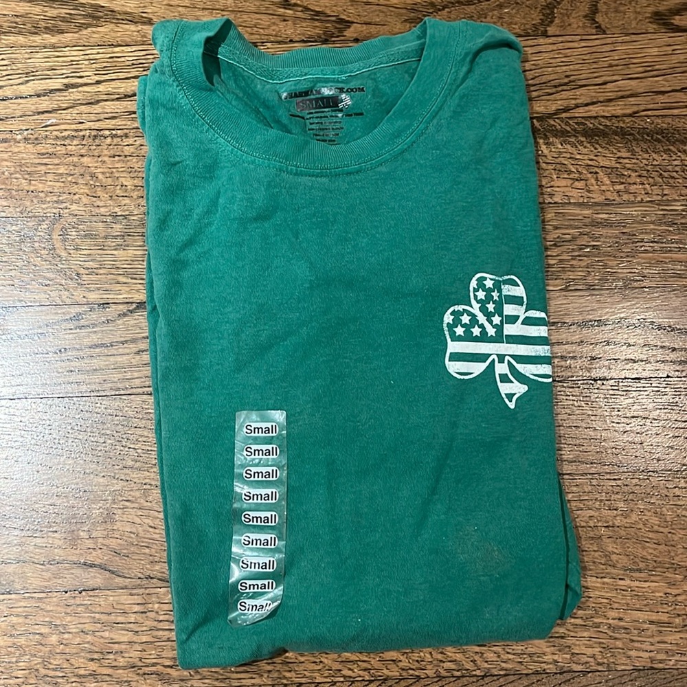 Green long sleeve American flag clover shirt